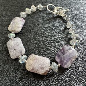 Hand-crafted Amethyst & AB Beaded Toggle Bracelet